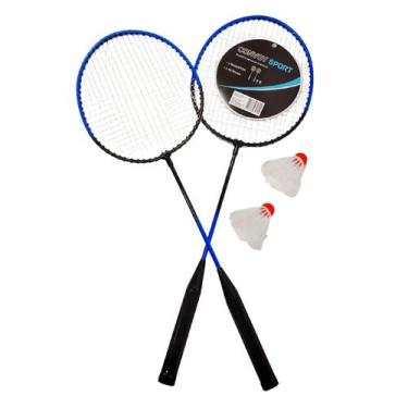 Imagem de Kit Jogo De Badminton Semi Profissional Com 2 Raquetes Resistentes 2 P