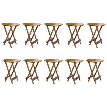 Imagem de Kit 10 Mesas De Madeira Bistrô Dobravel Ideal Para Bar E Restaurante Caramelo
