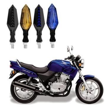 Imagem de KIT 4 Setas Sequenciais Led Universal Pisca Azul P43S Moto Honda CB 50