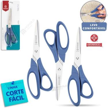 Imagem de Kit 3 Tesoura Multiuso Mundial Original 160N-8.1/2 Corte Fácil Costura