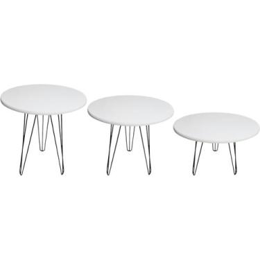 Imagem de Kit 3 Mesas Yumi 45cm Hairpin Triplo 1/4 70cm 60cm 50cm - Jthome, Bran