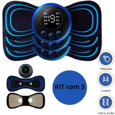 Imagem de KIT Mini Massageador Elétrico Muscular Lombar Costas Pescoço Cor Preto