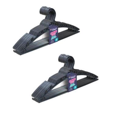 Imagem de Kit 20 Cabide Preto Super Resistente Conjunto C/10Pç 40x16cm - Arqplas