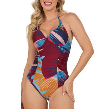 Imagem de Maiô Drapeado com Bojo Zero Barriga Banho de Mar Ref: 601593, Azul, 48