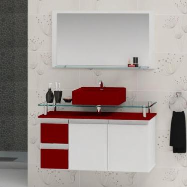 Imagem de Conjunto para Banheiro Gabinete com Cuba e Espelheira 80cm Diamante - 