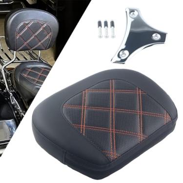 Imagem de FINMOKAL Almofada de encosto de passageiro Sissy Bar almofada de assento com suporte compatível com Harley Touring Road Electra Glide Road King FLHR 96-21 Street Glide FLHX CVO Ultra Classic Softail