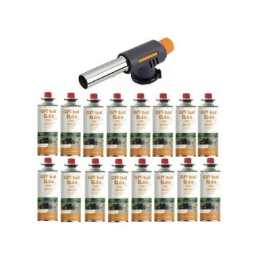 Imagem de Kit maçarico culinário automatico controle da chama artesanato solda +