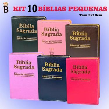 Imagem de Kit 10 Bíblias Sagrada Pequena - Luxo Variadas 9x13 cm - REI DAS BIBLI