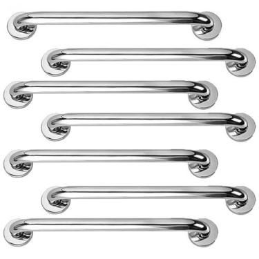 Imagem de Barra Alça Apoio 50Cm Aço Inox Kit 7 Uni Gestante Idoso Cadeirante PCD