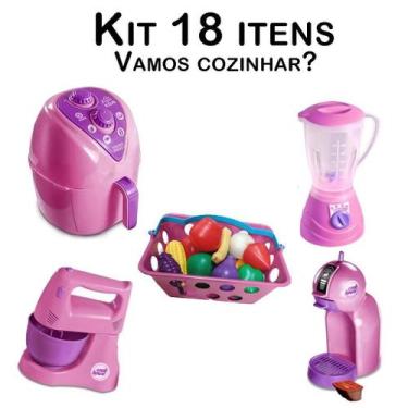 Imagem de Cozinha Infantil Cestinha Mercado Casinha Comidinha 18pç - Altimar