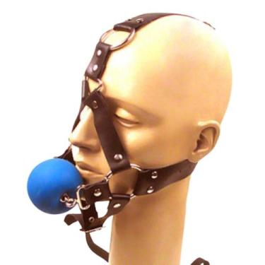 Imagem de Gag Ball Mordaça de tiras para cabeça com bola MO008 Couro Legítimo - 