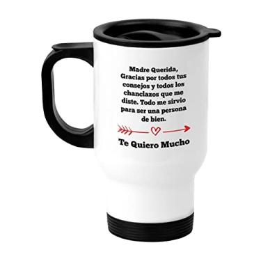 Imagem de Casitika Regalos para Mama. Tazas para Cafe de Dia de Madres. Caneca de viagem Querida Madre para o Dia das Mães em espanhol. Presentes para mãe latina para aniversário. (aço inoxidável 400 ml)