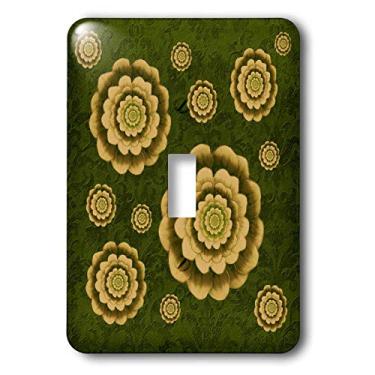 Imagem de 3dRose Lsp_32161_1 Flores de mandala de fantasia de areia e latido em verde cáqui com fundo damasco mudo