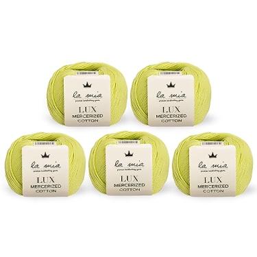 Imagem de 5 bolas (pacote com 5 unidades) Algodão mercerizado La Mia Lux, total de 250 g. 100% algodão, cada 50 g (50 g) / 150 jardas (164 m), 2: Fine-Sport Amarelo Verde - 150