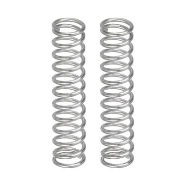 Imagem de uxcell 2 molas de compressão, 1 mm de diâmetro do fio x 8 mm OD x 50 mm de comprimento 304 aço inoxidável extensão mola esferográfica molas de pressão para reparos domésticos de loja, prata