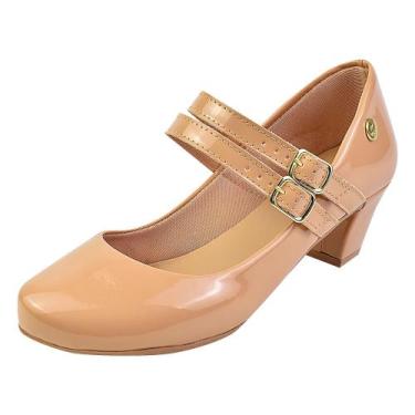 Imagem de Scarpin Bico Redondo Estilo Boneca Salto Conforto 40.023 - Donna Santa