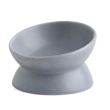 Imagem de Comedouro Elevado Redondo de Cerâmica para Pets, Design Moderno, Modelo Firenze (Cinza)