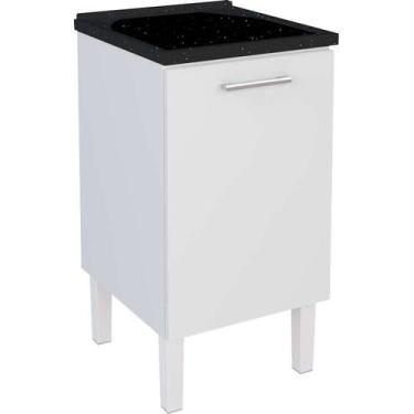 Imagem de Gabinete de Lavanderia Preto em Aço 50cm com Tanque Sintético Preto Ma