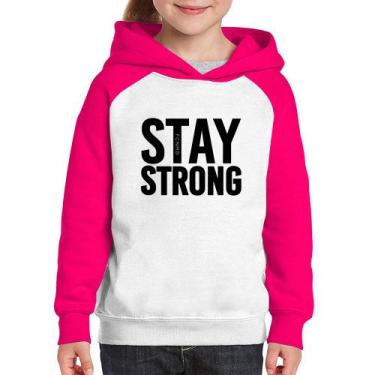 Imagem de Moletom Infantil Stay Strong - Foca na Moda, Branco, Rosa, 8