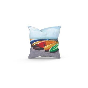 Imagem de Almofada Decorativa Cheia c/ Zíper 25x25 Canoas Coloridas - Deluzz