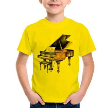 Imagem de Camiseta Infantil Piano Arte - Foca na Moda, Amarelo, 8