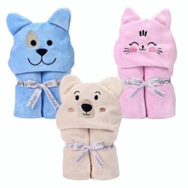 Imagem de Manta Microfibra Capuz Bichinho Bebê Antialérgico Pelúcia - Mundo dos 