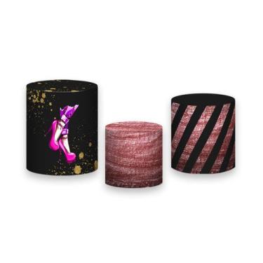 Imagem de Trio De Capa Cilindro  - Efeito Glitter Salto Rosa 017 - Via Cores