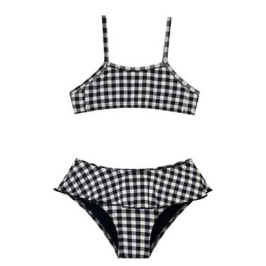 Imagem de Conjunto Biquíni Infantil Com Babado - Metida Moça, 01, Xadrez vichy p