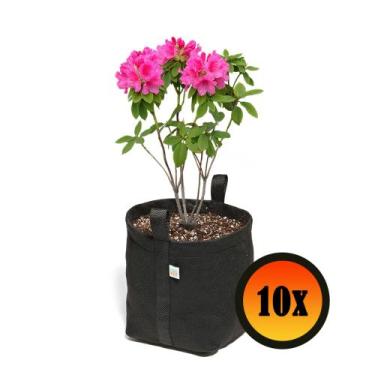 Imagem de 10 Vasos De Planta De Feltro 11 Litros Com Alças King Pot, Preto