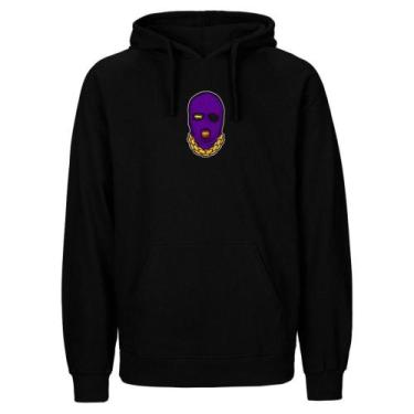 Imagem de Moletom Flanelado Unissex Estampado Blusa de Frio Canguru Preta - Rela