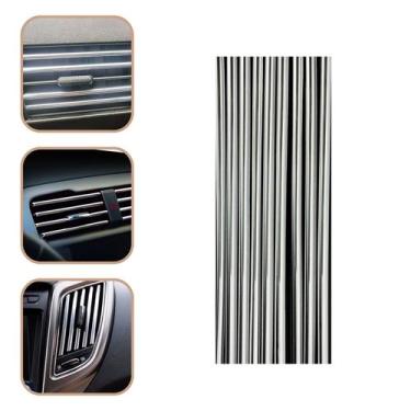 Imagem de Kit 10 Tiras Saída Difusor Ar-Condicionado Carro Cromado - Estilo BR, 