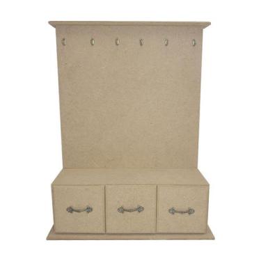 Imagem de Porta Colar com 3 Gavetas e 6 Ganchos 32cm Mdf Madeira - ATACADÃO DO A