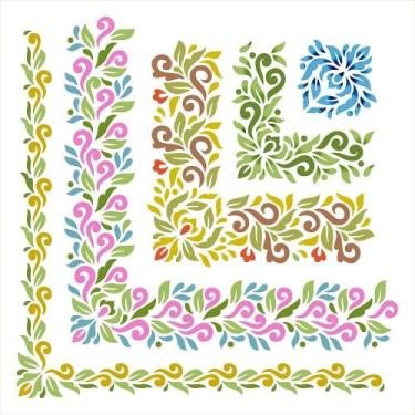 Imagem de Stencil Pintura Cantoneiras 25x25cm Stxxv-042 Litoarte