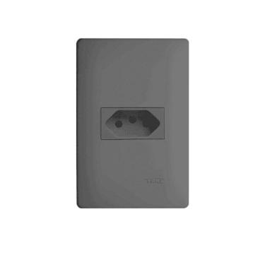 Imagem de Tomada Preta 2P+T 10A/250V Com Placa Habitat Black - Fame