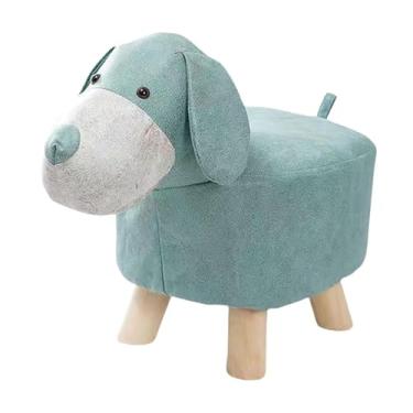 Imagem de WeiLaiKeQi Animal footstool sapato mudando fezes para crianças dos desenhos animados estofado otomano puff cadeira para sala de estar fácil de limpar, Cachorro