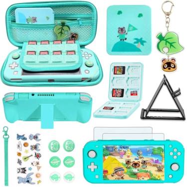 Imagem de YOOWA Kit De Acessórios Para Nintendo Switch Lite Animal Crossing - Pacote De Acessórios Fofos Com Estojo De Transporte, Capa Kawaii, Protetor De Tela De 2 Unidades, Suporte De Jogo, Conjunto De Peg