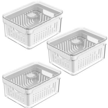 Imagem de Kit 3 Potes Organizadores Geladeira Legumes Frutas Verduras 2,2L Práti