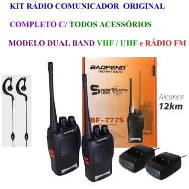 Imagem de Kit 2 Radio Comunicador WALK TALK Dual Band 16 Ch 12km Baofeng 777s Ht