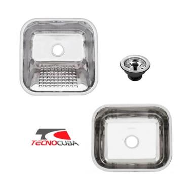 Imagem de Tanque Inox 40x34x18cm + Cuba Inox 40x34x17cm Tecnocuba com Válvulas G