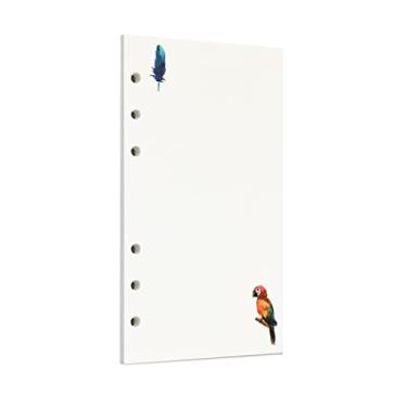 Imagem de Zelten 45 folhas, 90 páginas, papel perfurado colorido de folhas soltas para fichário de 6 furos, agenda pessoal, agenda, agenda recarregável (A6, em branco da floresta tropical)