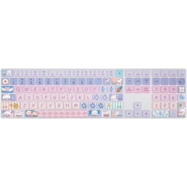 Imagem de Linda capa de teclado de silicone para Apple iMac Magic Keyboard (modelo: A1843, versão 2017 2018) com teclado numérico, película de teclado de impressão fofa, layout dos EUA, coelhinho fofo