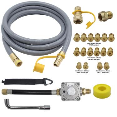 Imagem de Kit de conversão atualizado de propano para gás natural adequado para Weber Genesis, Spirit, Genesis II, Spirit II Gril, kit de conversão de gás natural de 3 m com regulador e bocais de latão em