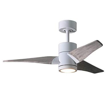 Imagem de Ventilador de teto Matthews SJ-WH-BW-42 Super Janet externo/interno com classificação de 106.7 cm com luz LED e controle remoto e de parede, motor DC silencioso, lâminas de madeira maciça de 3