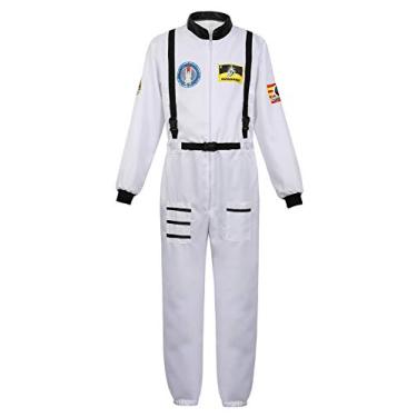 Imagem de Fantasia masculina de astronauta adulto astronauta astronauta macacão de avião, fantasia de piloto de avião, festa de Halloween, Branco, 2X-Large