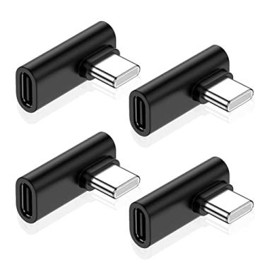 Imagem de JOMIHONEY Adaptador USB C de ângulo reto (pacote com 4), conector USB C macho para USB C fêmea de 90 graus, transferência de dados de 10 Gbps, extensor Thunderbolt 4/3 para laptop, tablet, telefone e