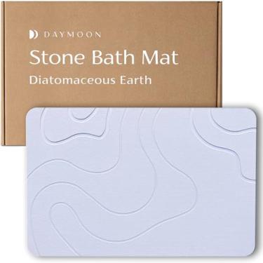Imagem de Day Moon™ Tapete de banho de terra de diatomáceas - Tapetes de banho de pedra de diatomita para banheiro, tapete de banheiro de secagem rápida - Tapete de chuveiro de pedra de banho - Tapete de banho