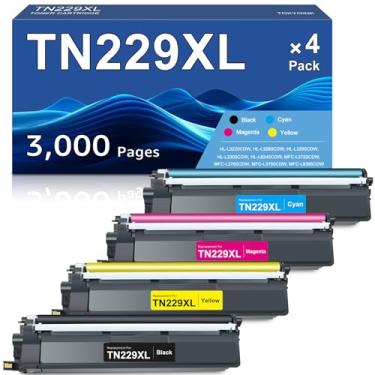 Imagem de Cartuchos de toner TN229XL compatíveis com Brother TN229 TN229XXL toner de alto rendimento para HL-L3280CDW HL-L3220CDW HL-L3300CDW HL-L8245CDW MFC-L3780CDW MFC-L3720CDW Brother (BK/C/M/Y, pacote com