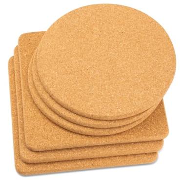 Imagem de Cazzon tripés de cortiça para pratos quentes, porta-panelas de cortiça para panelas e frigideiras quentes pacote de 6 8 polegadas, placa de cortiça resistente ao calor, almofadas quentes par