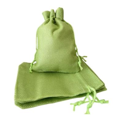 Imagem de Autupy Pacote com 20 bolsas de joias verdes com cordão, 9 x 13 cm, bolsa de presente, sacos de lembrancinha de estopa para casamento, festa, dia dos namorados, Natal