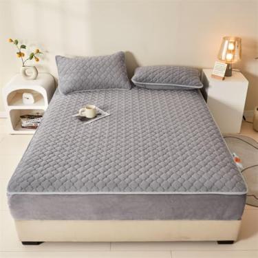 Imagem de Capa de colchão, protetor de colchão, protetor de colchão de veludo, espesso, quente, macio, respirável, capa protetora contra poeira com bolso profundo, solteiro, Queen, tamanho king,